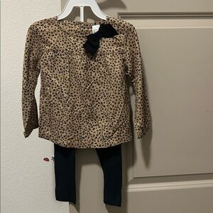 Carter's Leopard Print Top with Black Accent 2 Pieces Set.